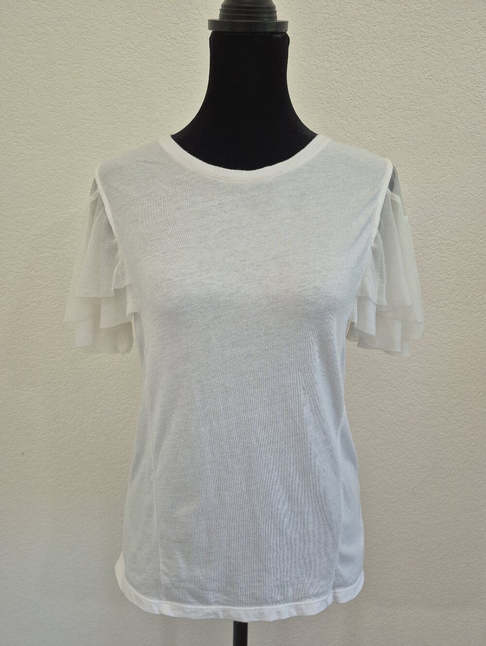 White Elegant Ruffle Sleeves Top
